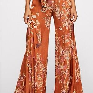 Free People Wide-Leg Pants in Rust
